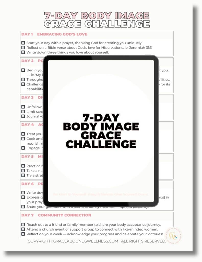 Free Printable 7 Day Body Image Grace Challenge