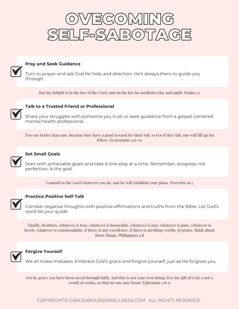 Overcoming Self Sabotage Checklist