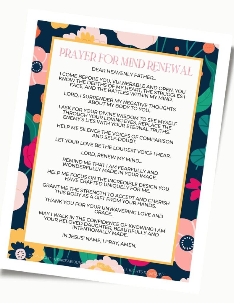 Prayer for Mind Renewal Negative Body Image