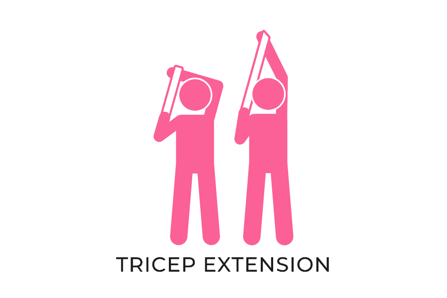 tricep extension with a diagram showing how it's done.